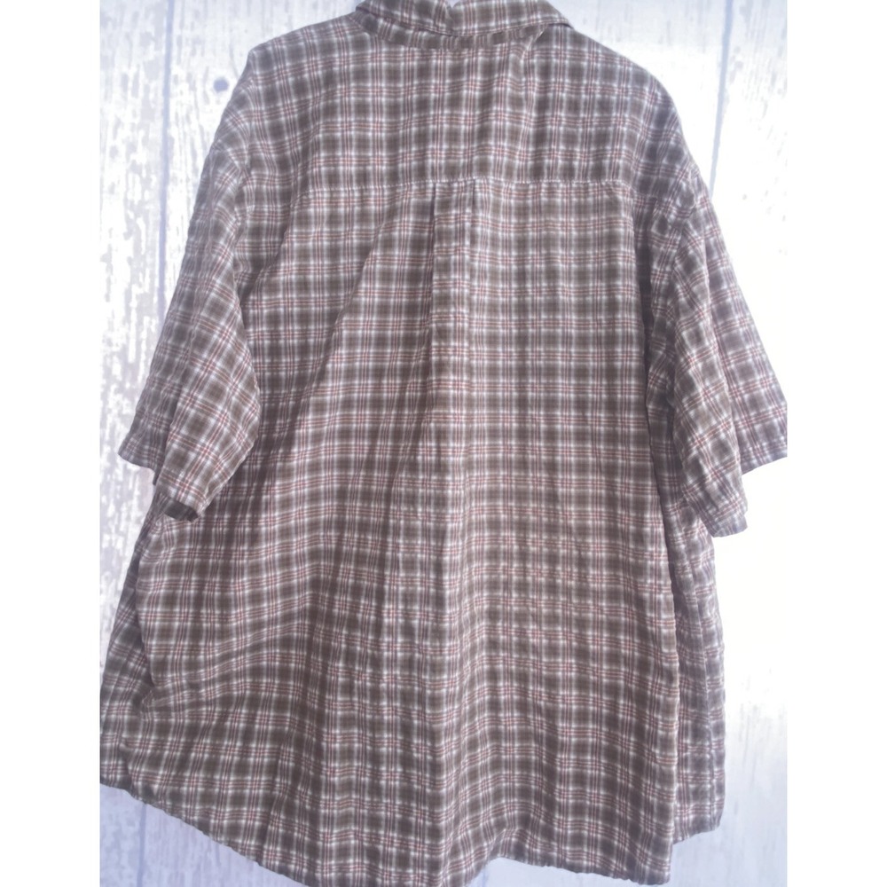 Cabela's Men's 2XL Tan White Plaid Outdoor Hiking Short Sleeve Button Down Shirt - Picture 5 of 8